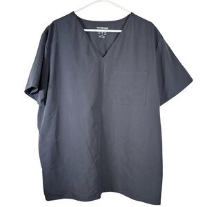 Scrubstar Gray V-Neck 4 Pocket Scrub Top Pharmacist Doctor Nurse Surgeon Size XL